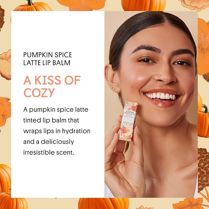Winky Lux Pumpkin Spice Latte Tri-Color Tinted Lip Balm – Hydrating Balm, Sheer Pink Tint, Lip Care with Jojoba Oil & Vitamin E, Moisturizes & Softens Dry Lips, Buttery Soft with Pumpkin Spice Scent