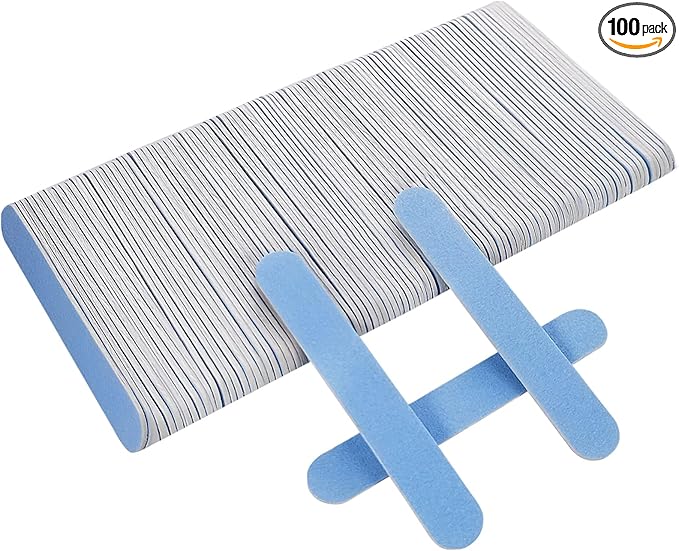Mini Nail Files Bulk (100 Pcs), Double Sided Emery Board Nail File for Nature Nails, Manicure Tool Set Disposable Colorful Nail File for Home Salon Use Travel Size Men Women Kids Wood Board