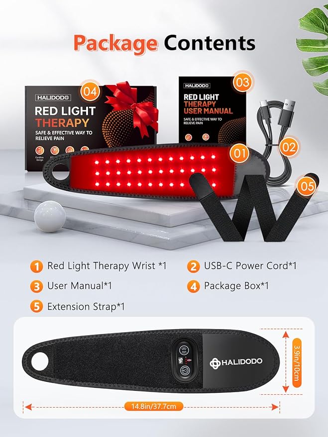 Red Light Therapy for Hand Wrist with Heat & Massage, 3000mAh Controller Infrared Light with 108 Beads Wrist Brace & Hands Wrap Pad for Knee Ankle Foot Joint