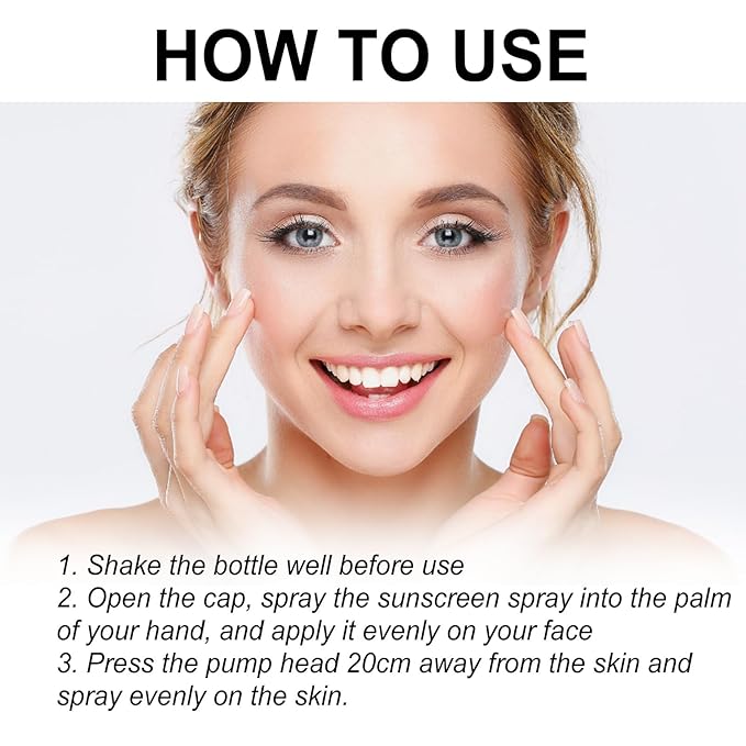 SPF 50 Face & Body Sunscreen Spray, 100ml - Lightweight Non-Greasy, Invisible Finish - Broad Spectrum UVA/UVB Protection - For All Skin Types, Including Sensitive - Hydrating & Brightening