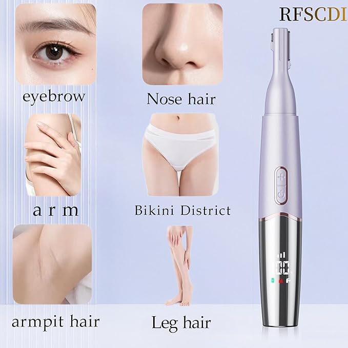 5-in-1 Rechargeable Nose & Eyebrows Hair Trimmer - IPX7 Waterproof Dual Edge Grooming Kit for Men & Women, Perfect for Hair Removal of Nose, Facial, Arm, Bikini, and Ear Hair (Purple)