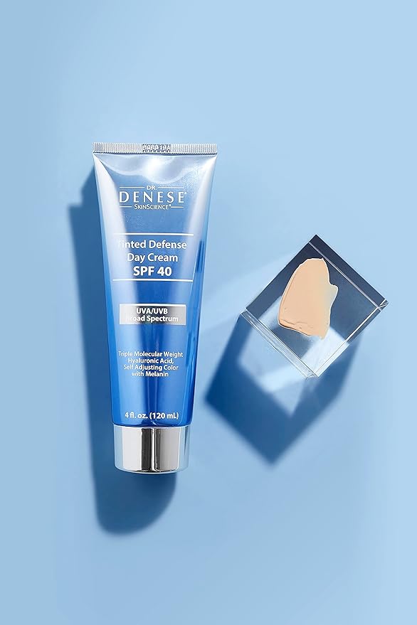 Dr. Denese SPF 40 Defense Day Cream 4 oz – Natural Tinted Moisturizer & Daily Sunscreen for Radiant Hydrated Skin – BB Cream with Antioxidants for Smooth Even Tone – Universal Shade for All Skin Types