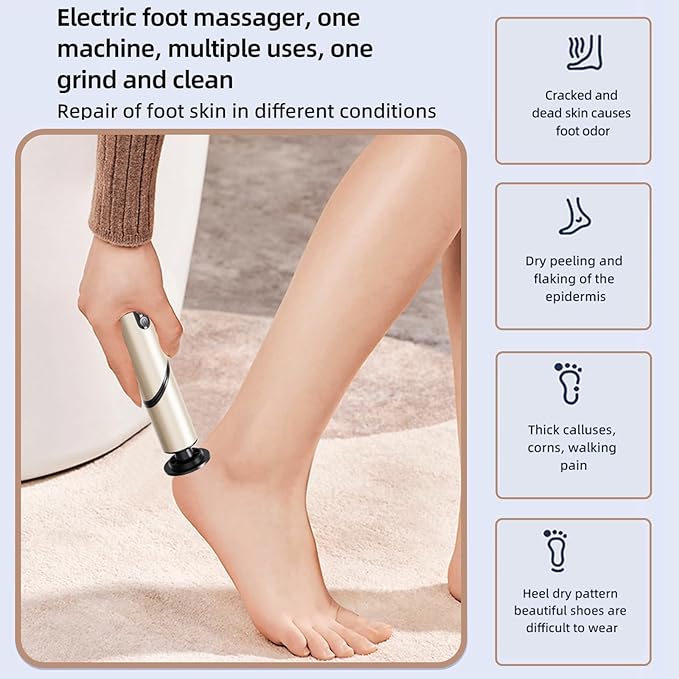 Chu&LiuXung Powerful Fold Electric Foot Callus Remover, Rechargable Callus Remover Tool with Sandpapers, 9 Adjustable Speed with 2-in-1 Grinding Heads for Calluses, Hard Skin, Cracks and Nails