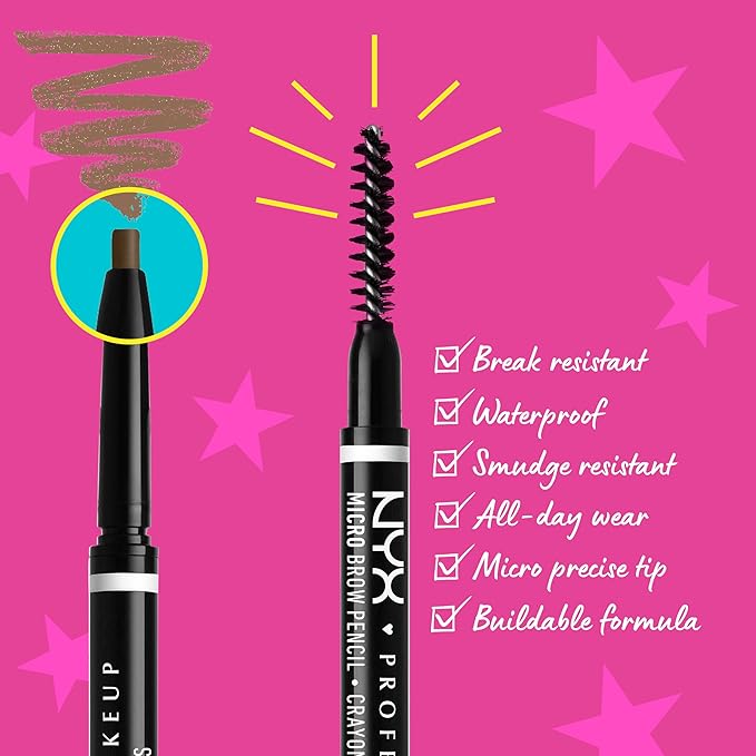 NYX PROFESSIONAL MAKEUP Micro Brow Pencil, Precise Eyebrow Pencil - Black