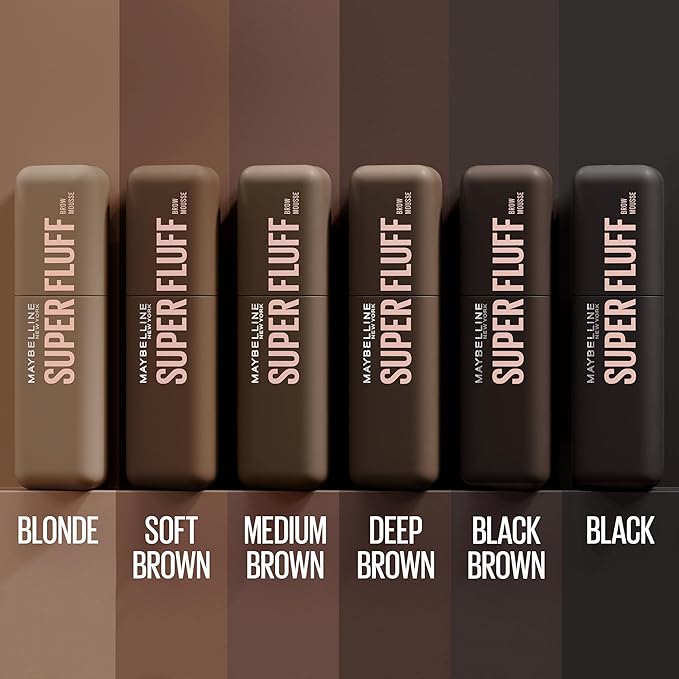 Maybelline Superfluff Volumizing Brow Mousse, All Day Tinted Brow Gel For Soft Full Brows, Deep Brown, 1 Count