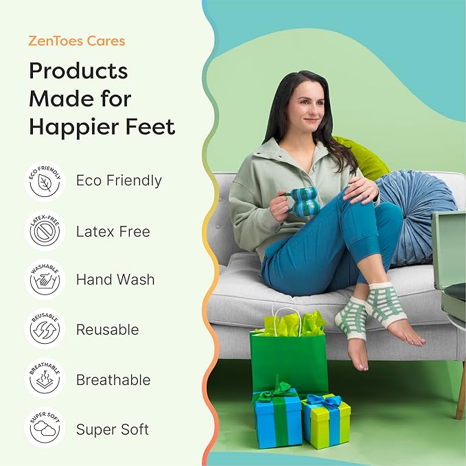 ZenToes Moisturizing Socks for Cracked Heel Treatment, Vitamin E, Olive Oil and Jojoba Oil Infused Heel Socks, Galentines Day Gifts, Self Care Gifts for Women (Green Gingham & Multi Plaid, Regular)