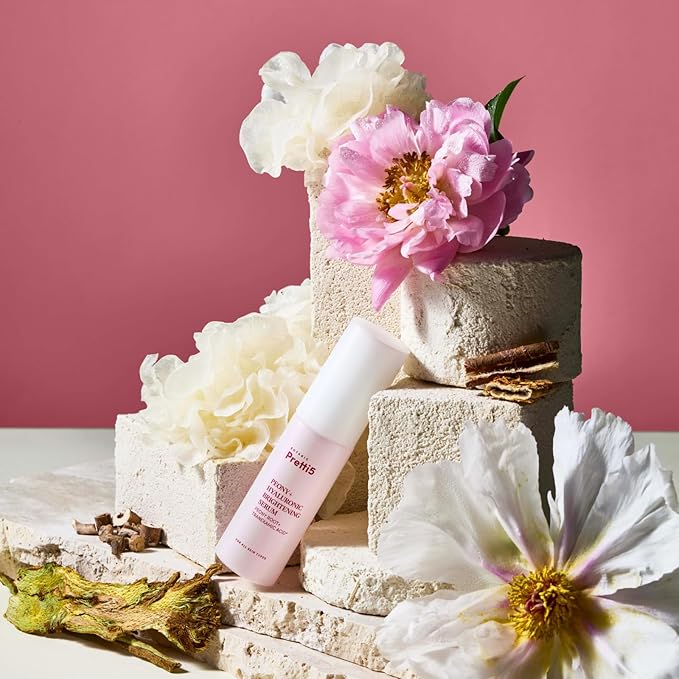 Botanic Pretti5 Peony+ Hyaluronic Brightening Serum for Uneven Skin Tone, Hyperpigmentation & Hydration, Lightweight, Clean Formula, Sensitive-Skin Friendly