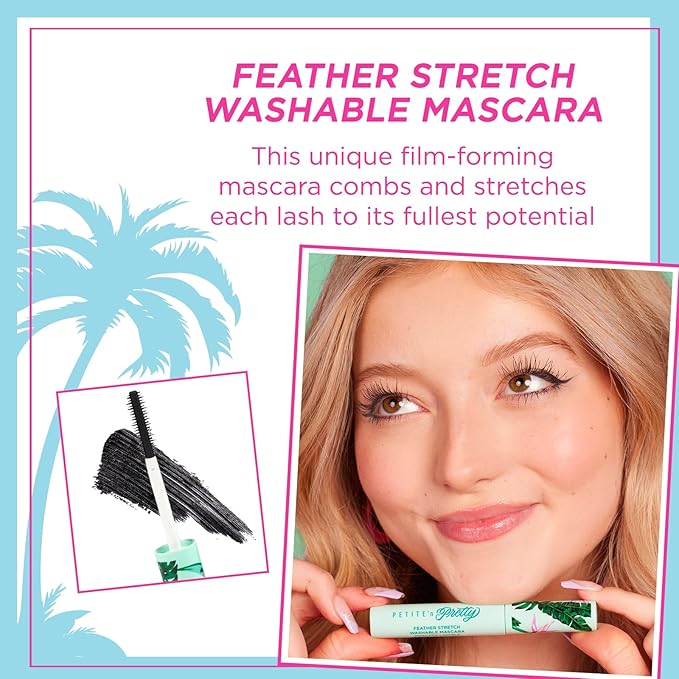 Petite 'n Pretty Feather Stretch Tubing Washable Mascara - Makeup for Kids, Tweens and Teens - Extends lashes, Easy to Apply & Remove - Non Toxic & Made in the USA - As Seen on TikTok