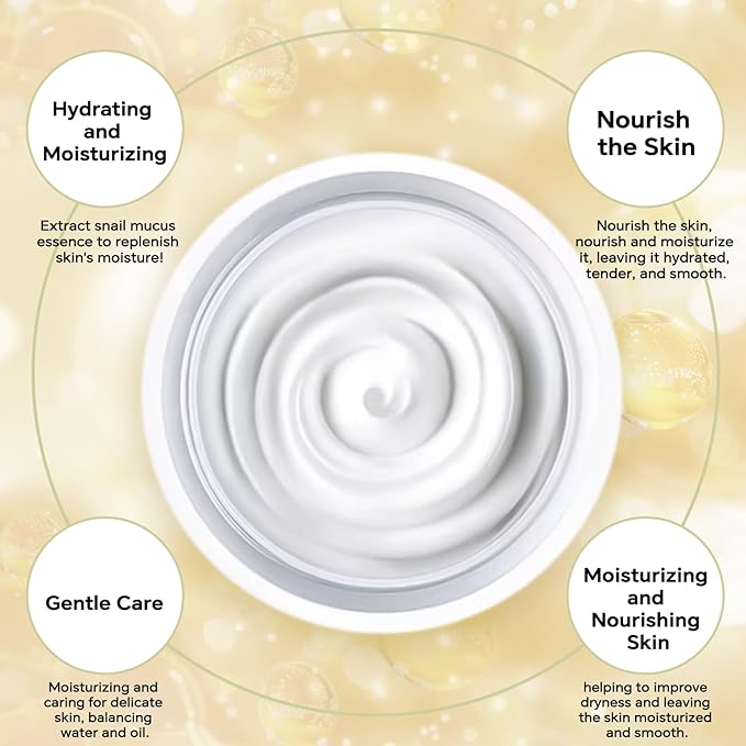 Snail Mucin Cream, Revitalizing Hydrating Moisturizer for All Skin Types, Enriched with Snail Extract for Radiant Smooth Skin, Ideal for Dry and Dull Complexions