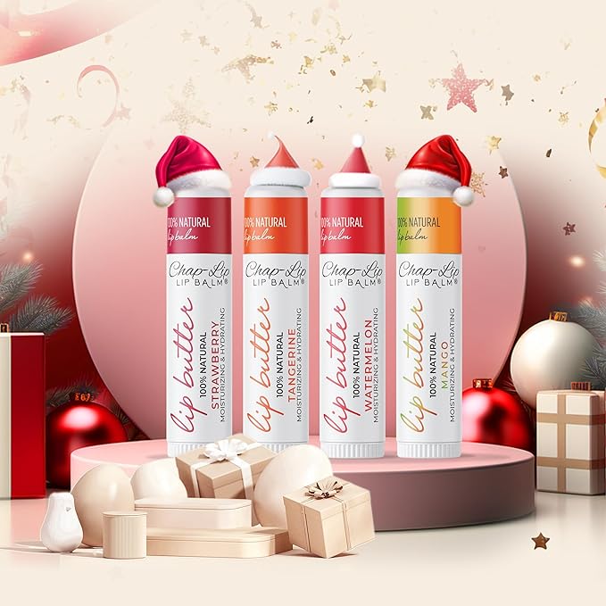 CHAP-LIP 100% All Natural Lip Balm Hydrating Bulk Chap Stick with Fruit Flavors, Coconut Oil, Cocoa Butter - Christmas Gift Stocking Stuffers Lip Therapy Pack for Men and Women - Made in USA, 60 Pack