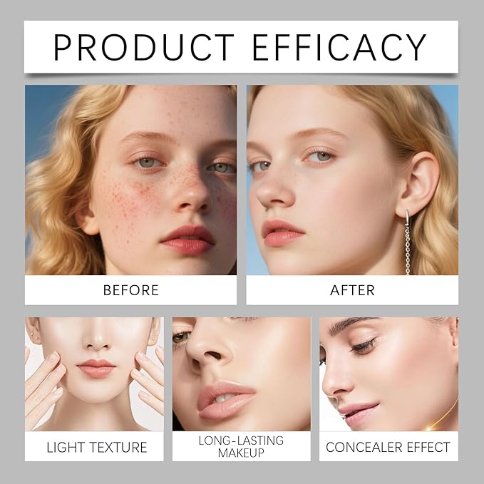 Luvie Glow Foundation Cushion, 2026 New Mushroom Head Air Cushion CC Cream, Air Cushions Foundation Moisturizing Concealer Brighten Long-Lasting for All Skin Types (Ivory)