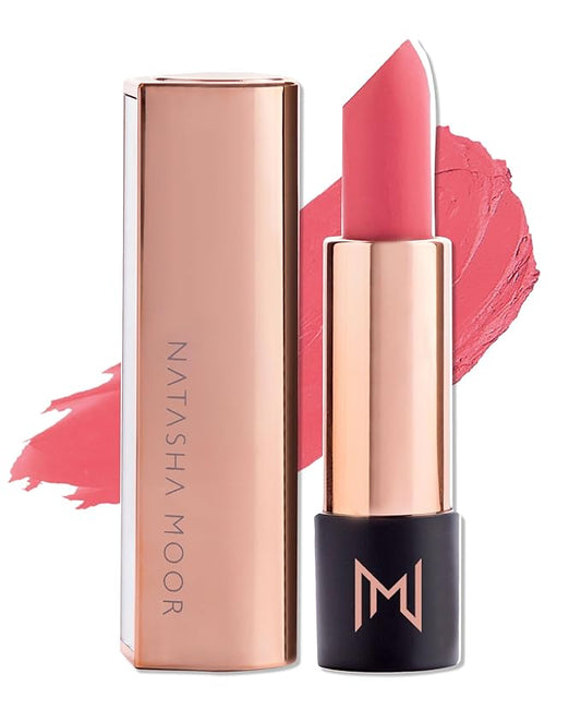 NATASHA MOOR Silk Suede Lipstick: Long-Lasting, Hydrating Semi-Matte Finish - Creamy, Cruelty-Free Formula - Silky Smooth and Highly Pigmented - Mirror for On-the-Go Glamour - INTUITION