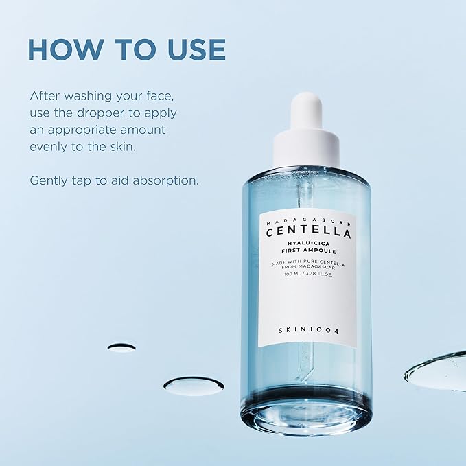 SKIN1004 Hyalu-Cica First Ampoule, 3.38 fl.oz,100ml, Korean Hydrating Face Serum with Hyaluronic Acid, Madagascar Centella Asiatica, First Step Facial Ampoule Serum for Deep Moisture, Korean Skin Care