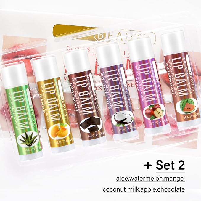 Boobeen Lip Balm Stick, Hydrating Lip Balm Cream for Dry Cracked Lips, Moisturizing Colorless Lipstick for Lip Care Soothing and Fade lip lines, 6 Pack