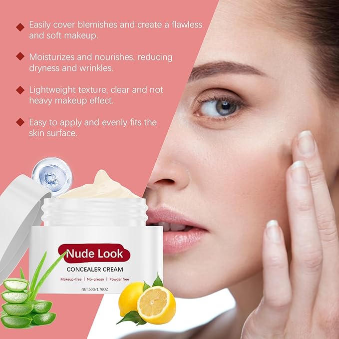 50g Nourishing Concealer Cream - Lightweight Hydrating Formula, Covers Dark Spots & Fine Lines, Evens Skin Tone, Vegan, Cruelty-Free