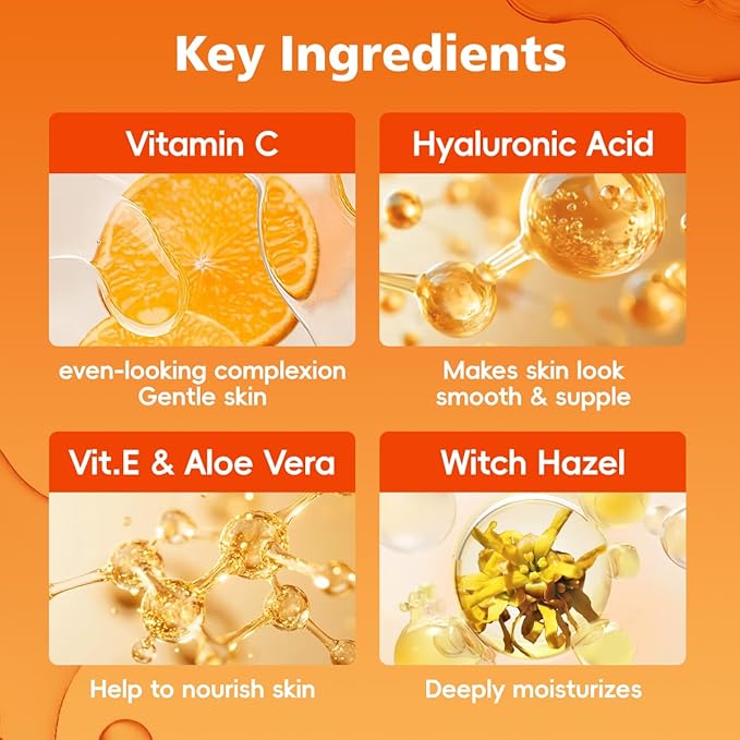 MSMEESUYA Vitamin C Serum for Face 2-Pack, Brightening Facial Serum with Hyaluronic Acid & Vitamin E, Helps Improve Dark Spots, Uneven Tone, Fine Lines & Wrinkles, 1 Fl Oz Each