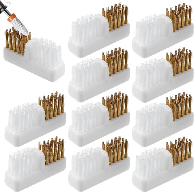 Shimmeroo 10Pcs Nail Cleaner Brush, Nail Drill Bit Wire Cleaner Brush, Nails Art Cleaning Tool Set for Salon and Home Use, Toenail Polish Cleaning Brush