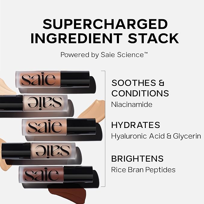 Saie Slip Tint Radiant Cream Concealer & All-Over Face Makeup - Concealer for Dark Circles, Redness & Blemishes - Lightweight Makeup Made with Hydrating Hyaluronic Acid - Shade 5 (0.17 oz)