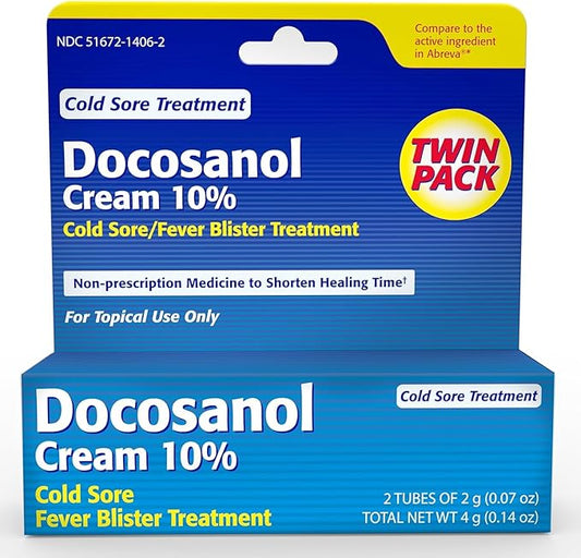 TARO Cold Sore & Fever Blister Treatment - Fast-Acting Docosanol 10% Cream - Cold Sore & Fever Blister Treatment for Lips, Anti-Itch Formula for Effective Relief and Healing - 0.07 oz (2 Pack)