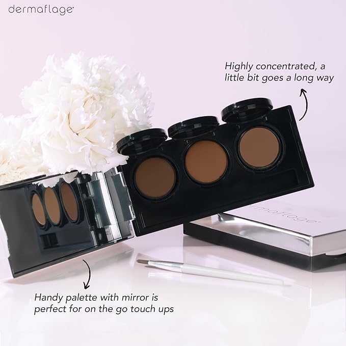 Dermaflage Waterproof Concealer Palette (Dark) - Concealer Full Coverage, Matte Finish for Face & Body - Hides Dark Circles & Acne - Smudge Proof Body Makeup Palette with 3 Pro SFX Shades + Brush
