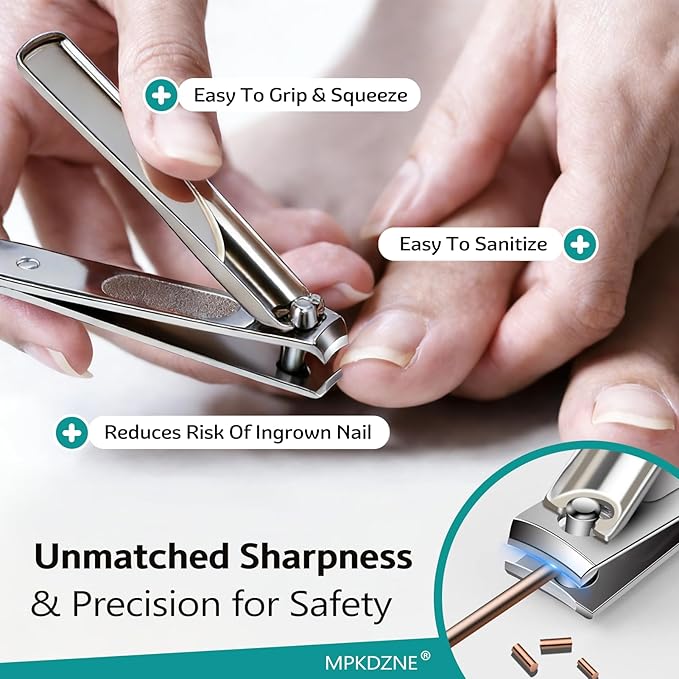 Nail Clippers Set for Men Women – 5-in-1 Stainless Steel Manicure Set and Nail Care Kit with Fingernail & Toenail Clippers, Portable Manicure Kit for Women, Travel Grooming Kit with Storage Bag