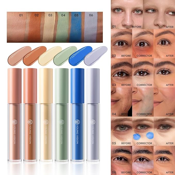 YOUNG VISION Yellow Color Correcting Concealer Corrector, Long Lasting Brightening Full Coverage Weightless All-Day Liquid Concealer, Natural Coverage, Ideal for Fair to Light Skin