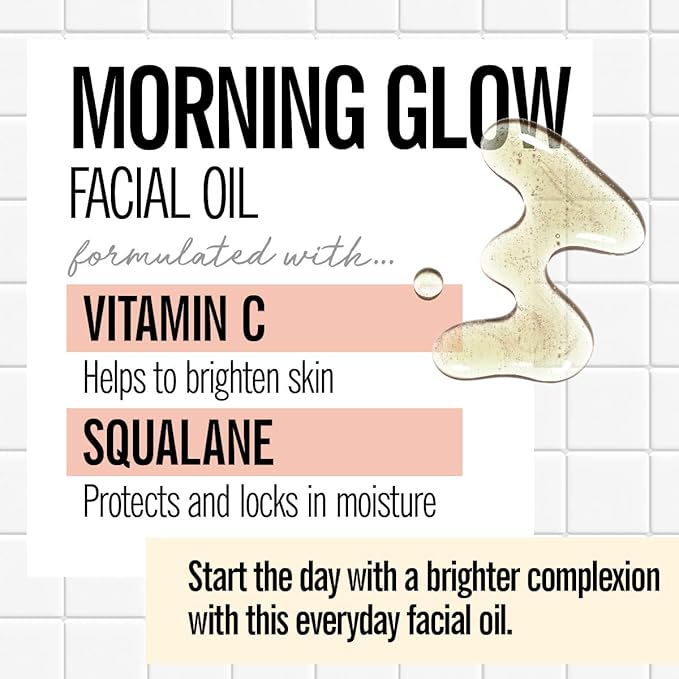 VALJEAN LABS Morning Glow Facial Oil, Vitamin C & Squalane, All Skin Types, Hydrating & Brightening, 1.83 Fl Oz