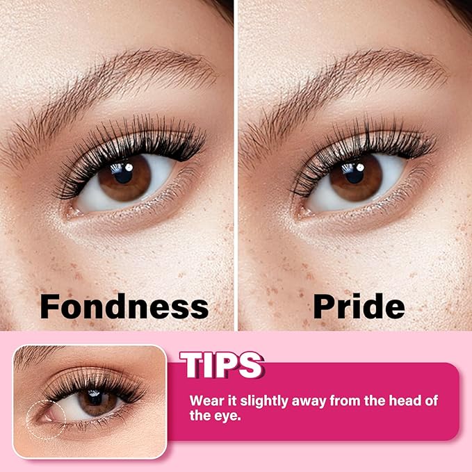 Magnetic Eyelashes with Applicator Reusable Magnetic Lashes 2 Pair 4 Magnets No Glue Needed False Eyelashes Waterproof,Cruelty Free,Easy To Wear(2 pair,Fondness+Pride)