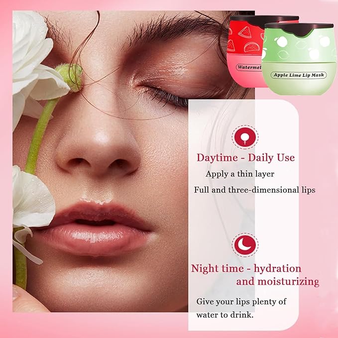 Honey Lip Balm Pot, 3 Pcs Honey & Strawberry & Watermelon Lip Mask Propolis Lip Mask Moisturizing Hydrating Prevention Dry and Cracked Lip Scrubs Exfoliator