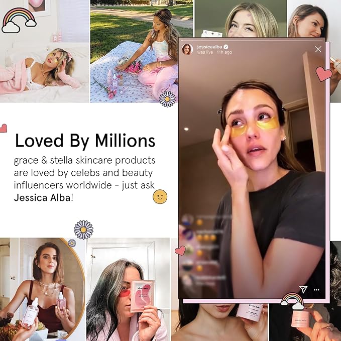 grace & stella Under Eye Brightener with Rose Quartz Rollerball - Hyaluronic Acid & Caffeine Eye Serum for Dark Circles and Puffiness - Travel Size Toiletries - Vegan Skincare (15ml / 0.51floz)