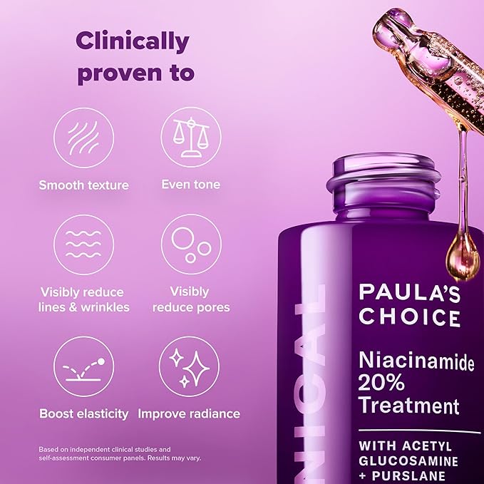 Paula's Choice CLINICAL 20% Niacinamide Vitamin B3 Concentrated Face Serum, Anti-Aging Serum for Face, Treatment for Discoloration & Minimizing Large Pores, Fragrance-Free, 0.67oz