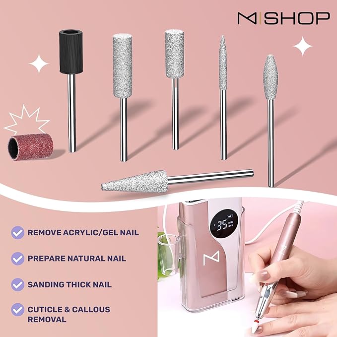 M – Ying Yang Brushless Nail Drill 35K RPM | Pro Cordless Efile 85W | Rechargeable USB-C Fast Charging | Portable Aluminum Alloy Shell | Quiet Low Vibration Tool for Acrylic Gel Nails (White)