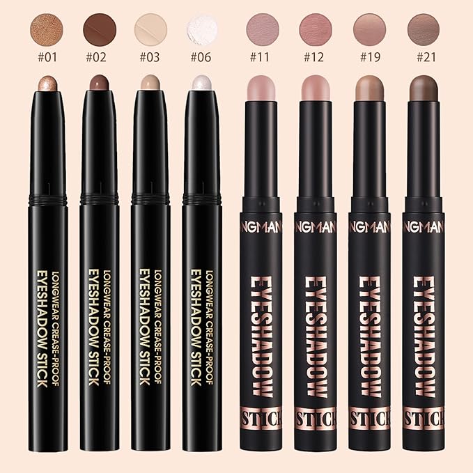 Matte Cream Eyeshadow Stick, Waterproof Eye Shadow Stick, Long-Lasting and Blendable High Pigmented Single Eyeliner Makeup for Women, 3 Desert