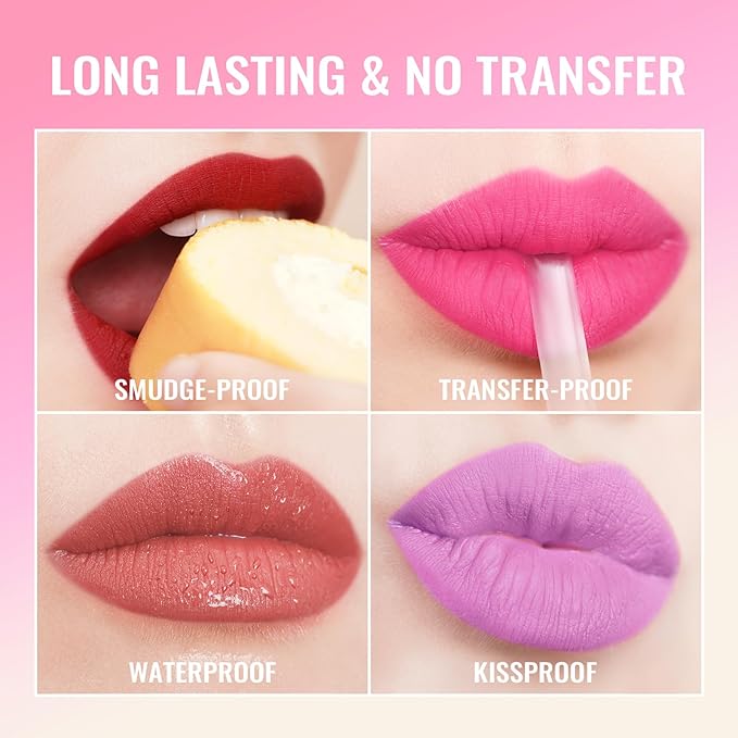 Oulac Matte Liquid Pink Nude Lipstick for Women, Long Lasting Lipstick Waterproof Lip Stain, No Transfer, Creamy High Pigmented Formula with Rose Oil, Vegan & Cruelty-Free, Pink Nude M12