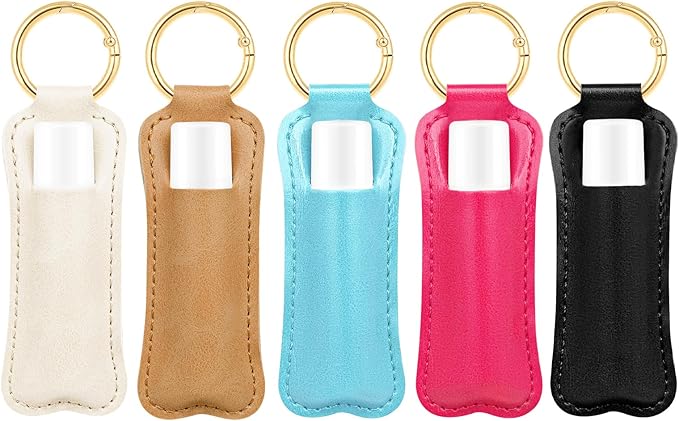 WK IEASON Lip Balm Holder for Chapstick Lipstick Sleeve Keychain,Small Christmas Gifts Stocking Stuffers for Teen Girls Women