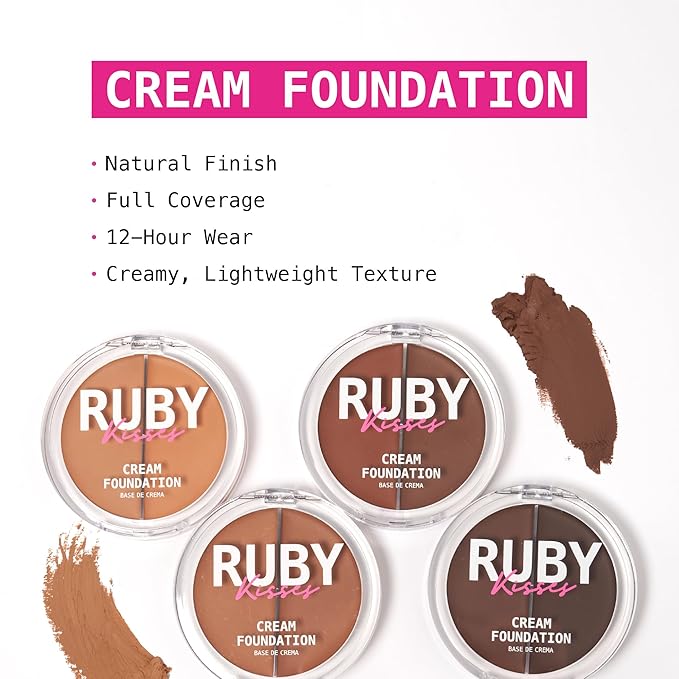 Ruby Kisses 3D Face Creator Cream Foundation & Concealer, 12 Hours Long Lasting, Medium to Full Coverage, Non-Greasy, Ideal for Makeup & Contour Palette (Level 10)