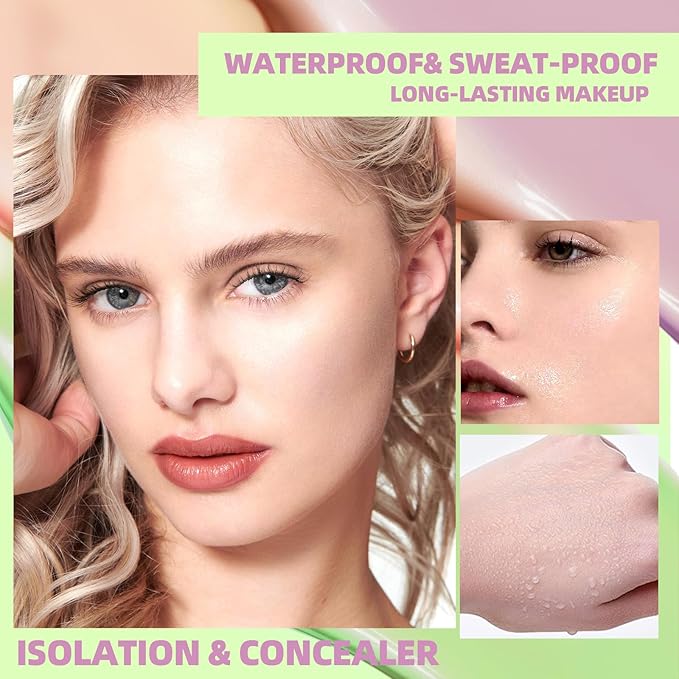 3 in 1 Face Primer Before Makeup, SPF 50 Sunscreen & Color Corrector, Long-Lasting Hydrating Makeup Base, Smoothes Fine Lines, Oil Control, Tone Correcting, Blurs Pores, Lightweight Pore Minimizer