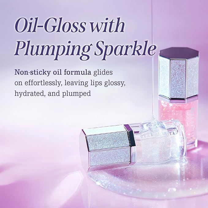 DEAR DAHLIA Paradise Sparkle Lip Glaze (Sprinkle) - High-Shine Vegan Lip Gloss for Lightweight with Glitter & Shimmer Finish, Cooling Lip Plumper, Non-Sricky Oil & Hydrating Finish. 0.19 fl oz.