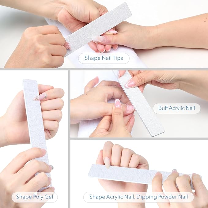 GazePlus Nail Files, 50 PCS Fingernail Files 80/80 Grit Emery Boards for Nails - Professional Nail File Bulk Washable for Acrylic, Gel, Dip Powder, and Poly Gel Nails
