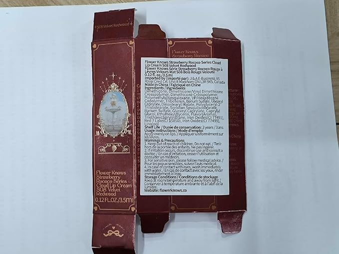 Flower Knows Strawberry Rococo Cloud Lip Cream,Long Lasting Burgundy Matte Lipstick,Hydrating Lip Stain,Transfer & Smudge Proof Velvet Liquid Lipstick for Girls&Women,0.12 Fl Oz(S08 Velvet Redwood)