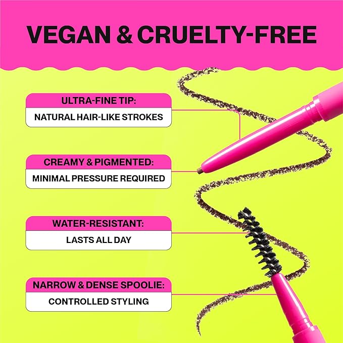 Brow Pencil - Fine Tip, Smooth & Creamy, Long Wearing, Water Resistant - Buildable Looks From Natural to Bold Eyebrows - Vegan & Cruelty Free Women's Beauty, Eyebrow Filler Makeup (Taupe)