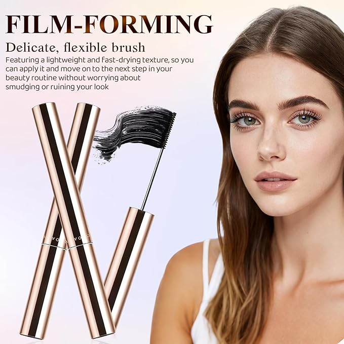 Brown Mascara - Ultra-Fine Lengthening Waterproof Quick-Dry Mascara, Ultimate Length Volumizing Lashes, for Tiny and Lower Eyelashes & Older Women, Waterproof, Smudge-Proof, Clump-Proof
