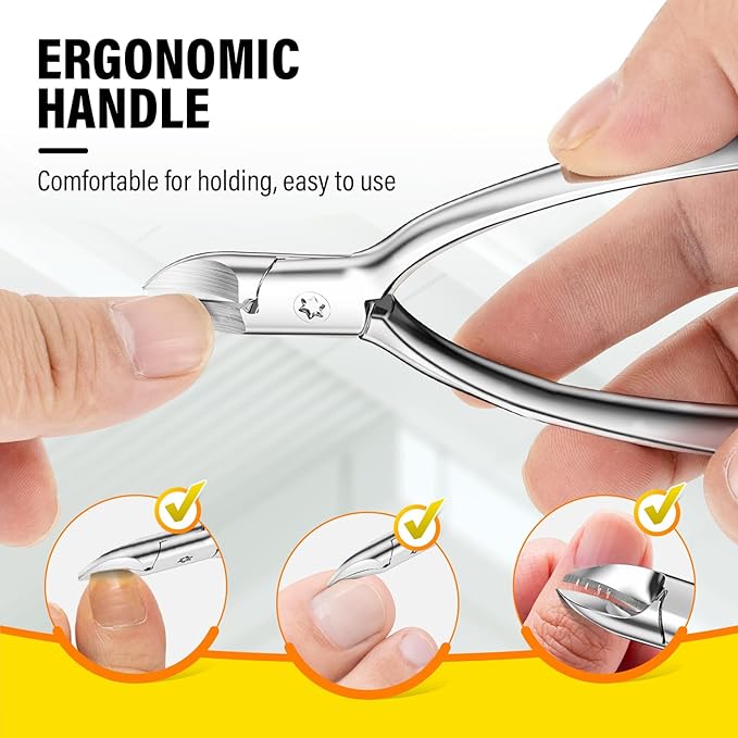Ingrown Toenail Clippers Curved Blade Toe Nail Clippers for Thick Nails for Seniors, Hand Forged Stainless Steel Nail Clippers for Thick Toenails Podiatrist Nail Clippers for Men Women Elderly