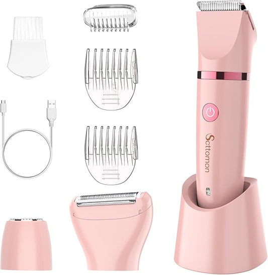 Scttomon Electric Lady Shaver for Women - Painless Razor, Bikini Trimmer, Facial Hair Removal, Body Trimmer for Face, Legs, Underarm, Pubic - Wet and Dry Flawless 3 in 1