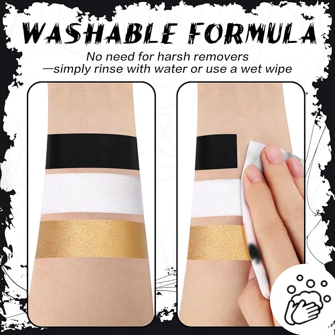 BOBISUKA Metallic Gold Face & Body Paint Stick Water-Based Washable Face Paint Makeup Stick for Halloween Skeleton, Skull, Robot, Goth, Fox,, Cosplay, SFX, Sports Eye Black & Costume Party