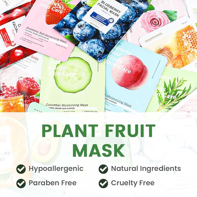 CAKAILA 8 Pack Cucumber Face Sheet Mask Skincare,Hydrating Face Mask For Sensitive Skin,Moisturize,Soothing,Nourish for All Skin Types,Natural Spa Party Facial Mask Skincare Set for Women Men