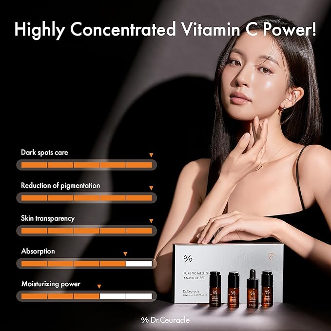Dr.Ceuracle Pure Vitamin C Mellight Ampoule - Vitamin C Serum for Face, 4 Week Program for Anti-Oxidant, Firming, Clarify, Fade Pigmentation, Skin Radiance (4 Counts (Pack of 1))