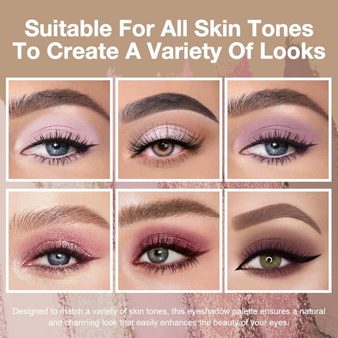 Kaely 6 Colors Mini Rose Pink Eye Shadow Palette Makeup, Mauve Plum Matte Shimmer Eyeshadow Palette for Older Women Highly Pigmented Waterproof, paleta de sombras de ojos, Vegan & Cruelty-free, 04