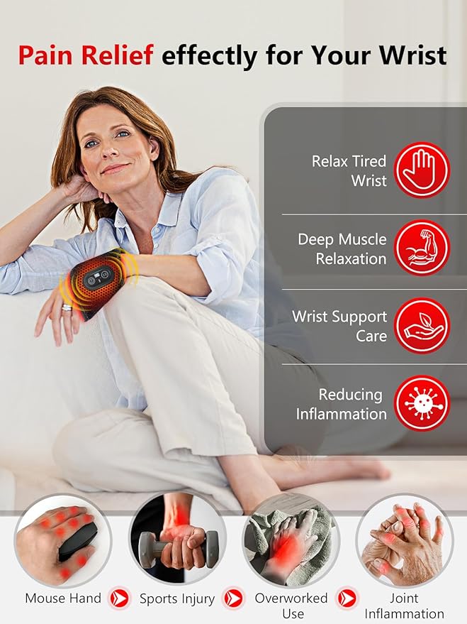 Red Light Therapy for Hand Wrist, 3000mAh Wireless Controller, Near Infrared Light Therapy Wrist Brace & Red Light Therapy Wrist Wrap Pad Wrist with Heat & Massage