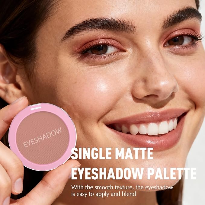 Red Eyeshadow Palette - Single Matte Eyeshadow Silky Pressed Eye Shadow Powder, Compact Lightweight Blendable Neutral Eyeshadow, Daily Matte Eyes Makeup, #08